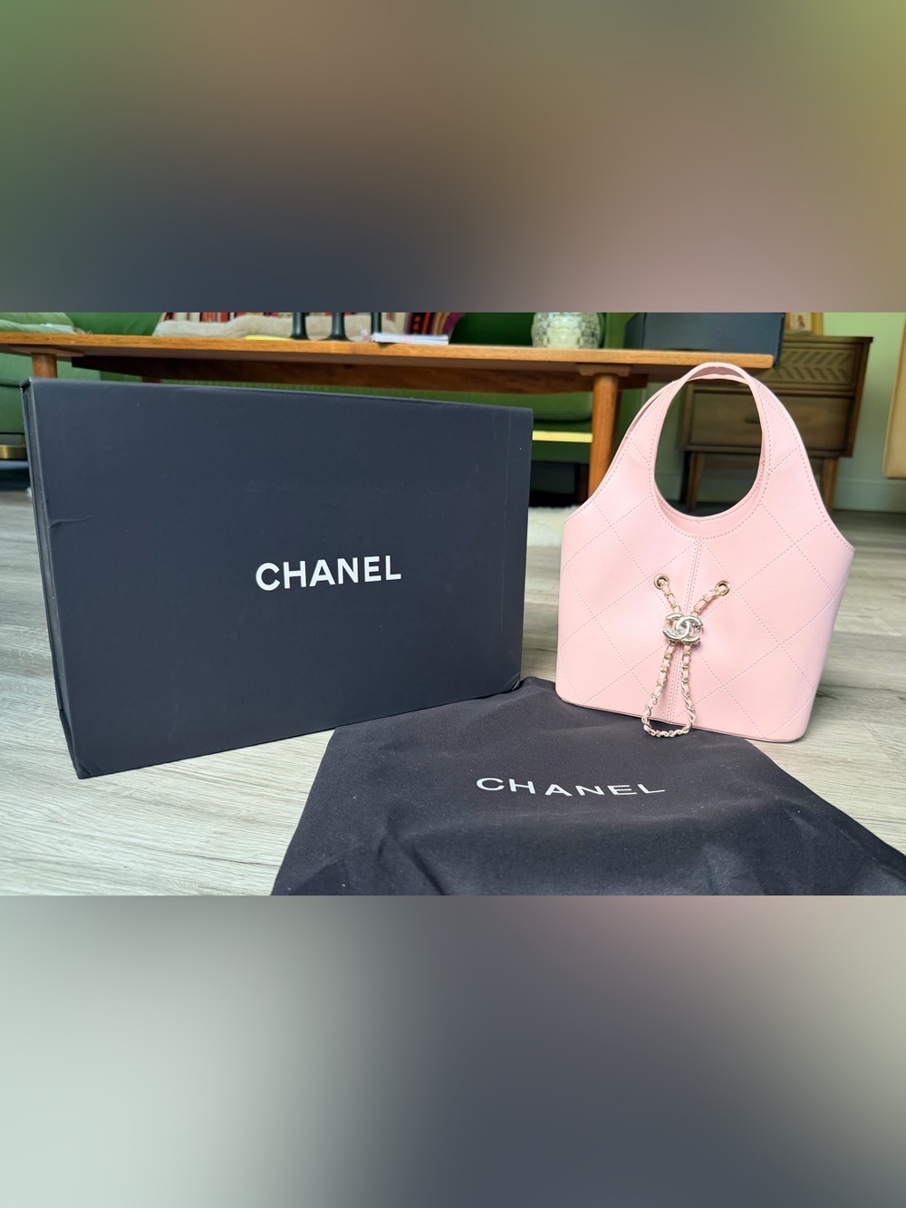 FULL SET New Chanel Pink Quilted Calfskin Small Shopping Bag wGold Tone Hardware - Picture 2 of 15